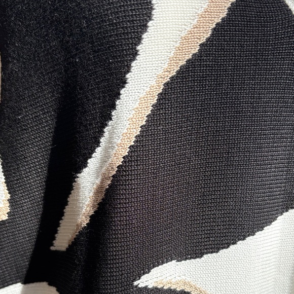 Chicos 3 XL Woodblock Intarsia pullover sweater NWT black white gold - Picture 2 of 11